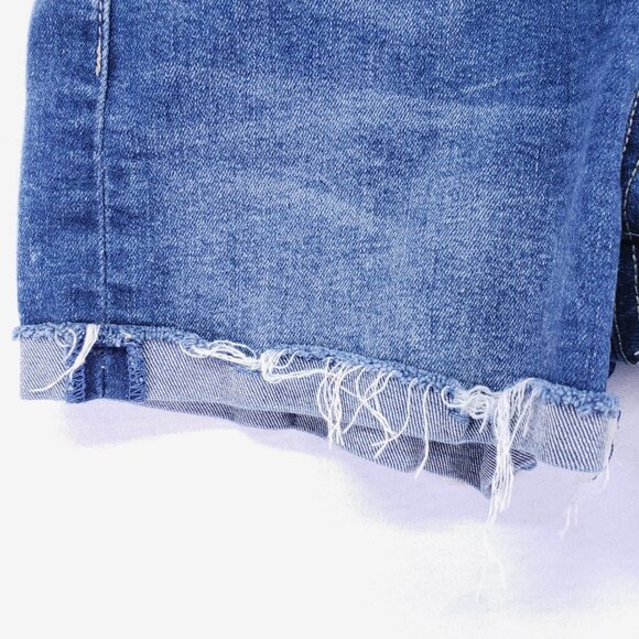 True Religion Jennie Curvy High Rise Shorts Denim Jean Distressed Blue Size 27 - Picture 9 of 15